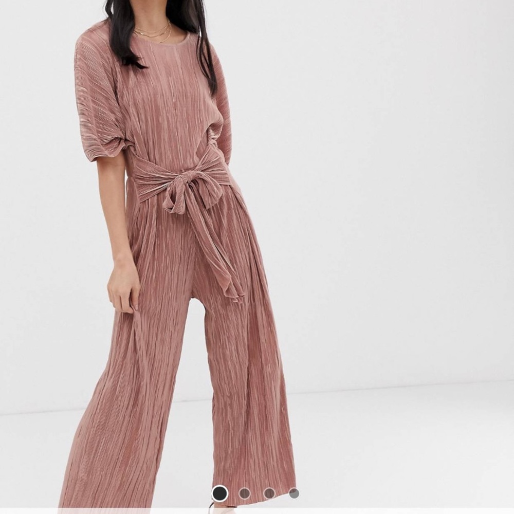 ASOS Petite Plisse Tie front culotte jumpsuit
